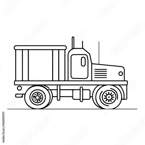 Heavy-duty truck vector illustration showcasing a side view of a robust vehicle designed for transporting goods efficiently