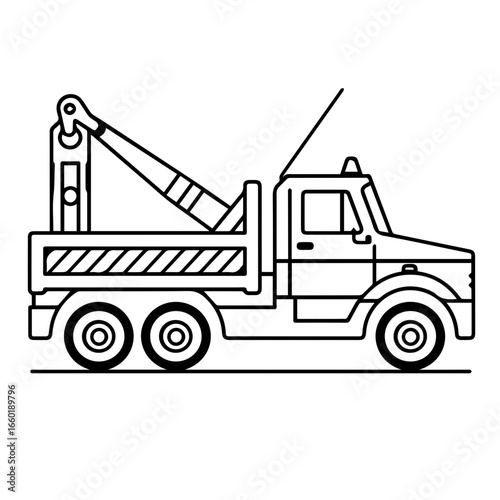 Tow truck ready for assistance with a strong arm and detailed design for roadside support and vehicle recovery services