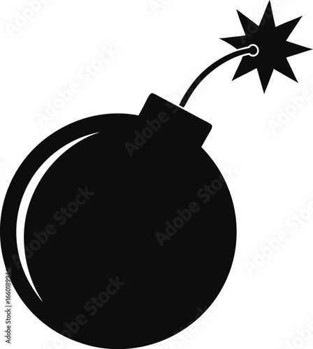 Black bomb silhouette on white background