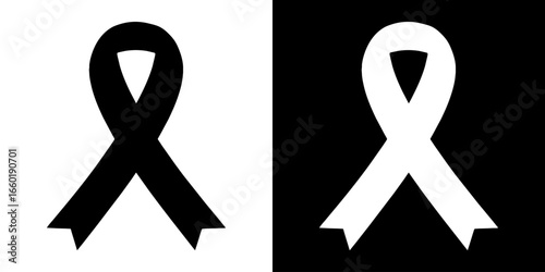 Black and White HIV Awareness Ribbon Symbol