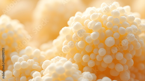 A micrograph of polysaccharide molecules, specifically starch granules. 