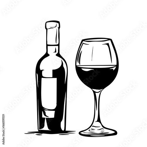 Elegant wine bottle and glass display symbolizing fine dining experiences and celebrations in various settings