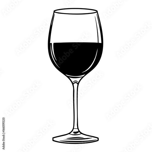 Elegant wine glass silhouette showcasing rich liquid in a delicate stem design perfect for dining and celebrations