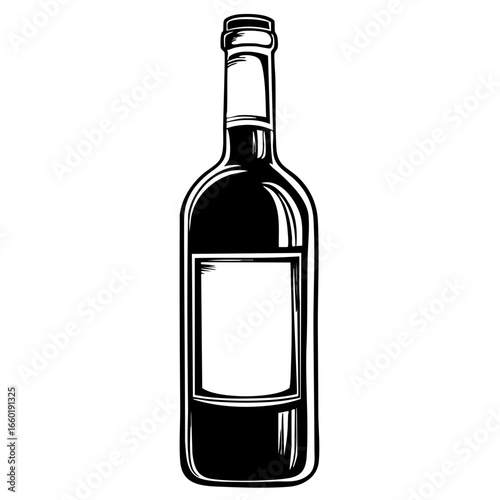 Elegant black vector illustration of a wine bottle suitable for various design projects and creative works