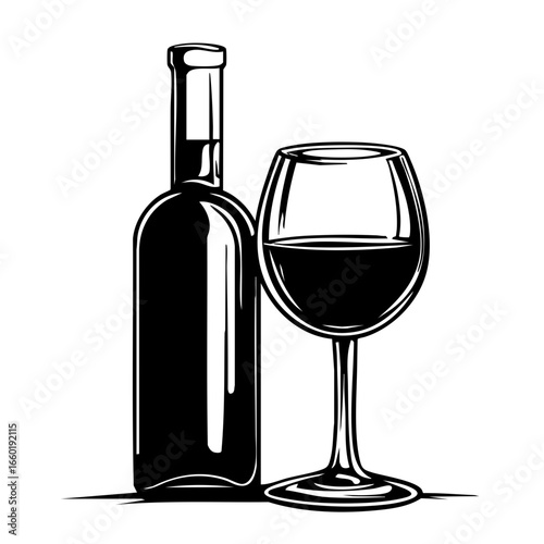 Elegant wine bottle and glass showcase fine dining experience, inviting moments of relaxation and enjoyment in social gatherings
