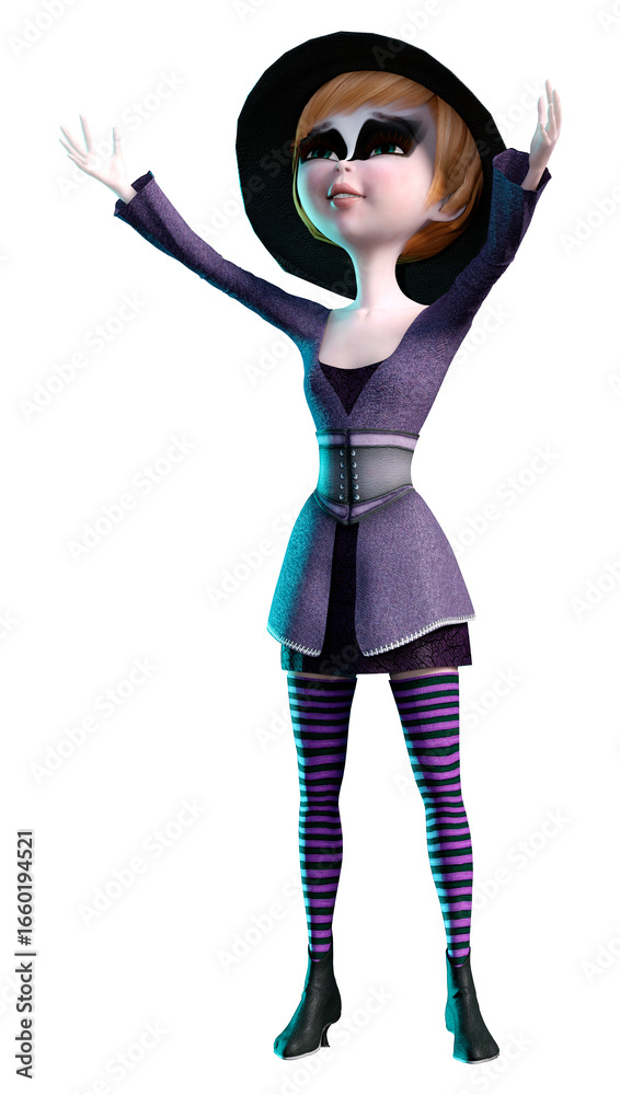 3D Rendering Little Witch on White 3D Rendering Little Witch on White
