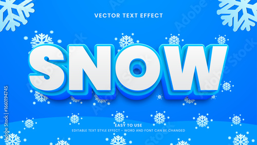 editable text effect snow 3d style premium vector 