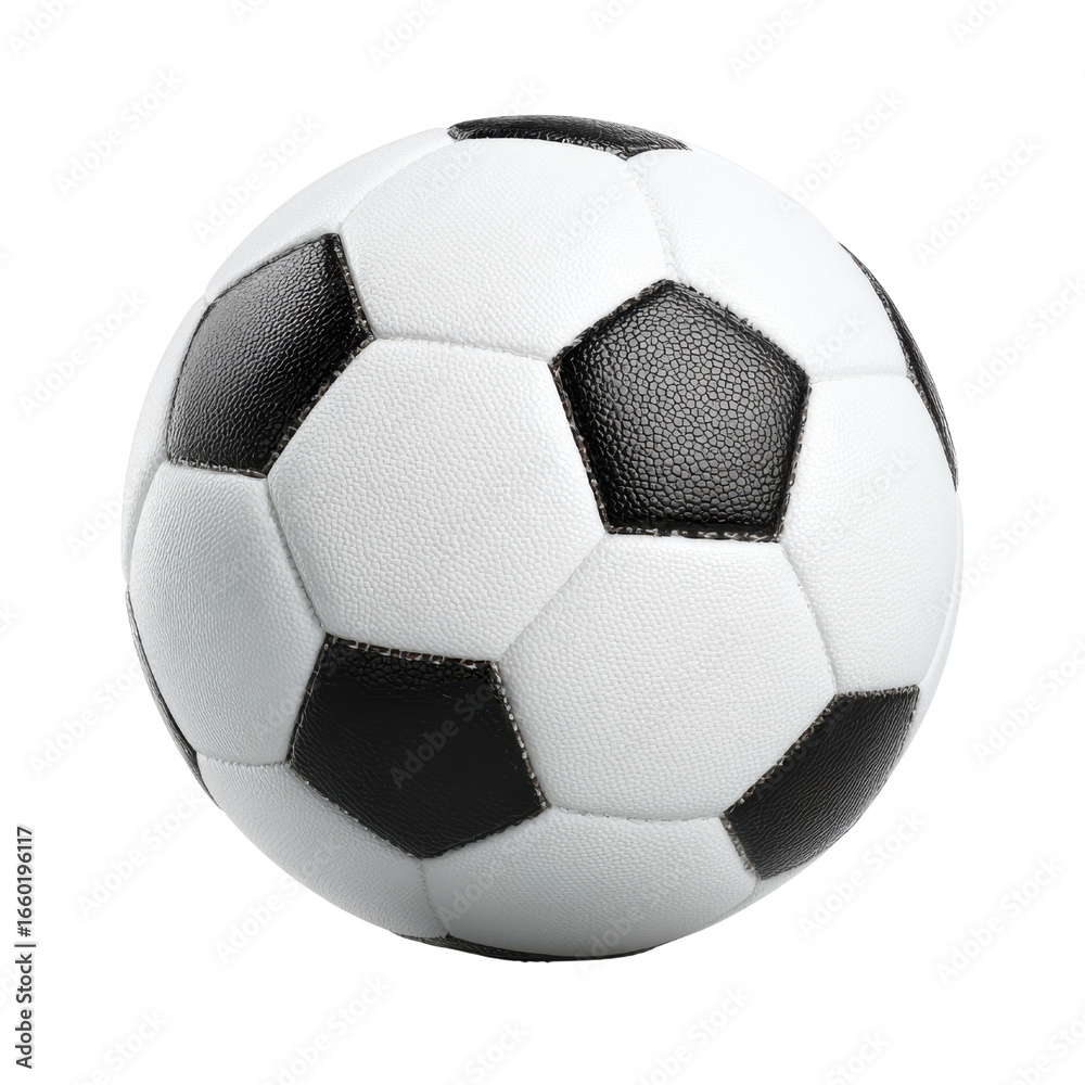 Obraz premium Classic black and white soccer ball with textured panels sport game, Isolated On Png Transparent Background