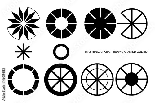 Collection of Geometric Circular and Starburst Designs in Black and White