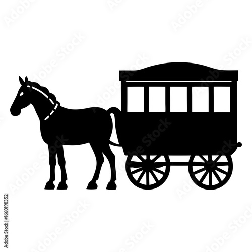 Silhouette vector illustration of a horse carriage