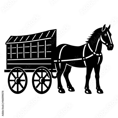 Silhouette vector illustration of a horse carriage