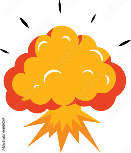explosion doodle with smoke and fire