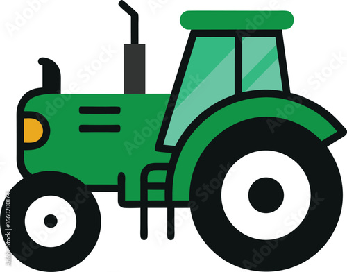green tractor isolated on white