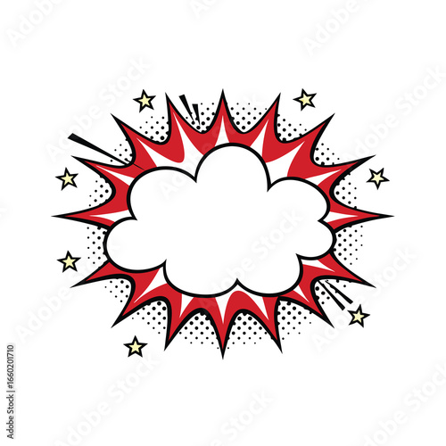 Pop Art Burst: This captivating digital artwork captures the essence of explosive excitement with its dynamic illustration of a classic comic-style burst, perfect for adding energy to any design.