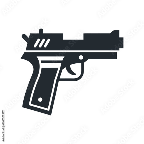 Handgun Silhouette Weapon Vector Art.