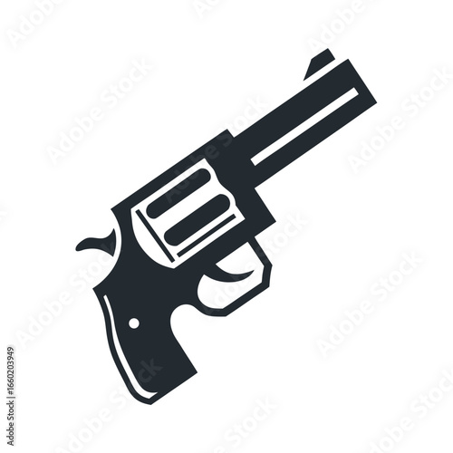Dark silhouette of a revolver handgun with cylinder and trigger visible pistol weapon