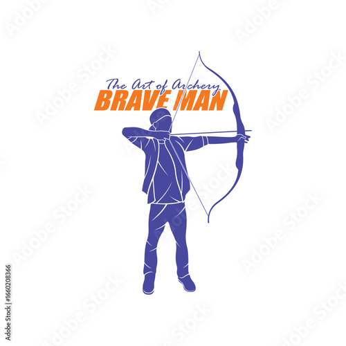 Archer Logo Design Concepts Vector. Silhouette Male Archer Template Illustration