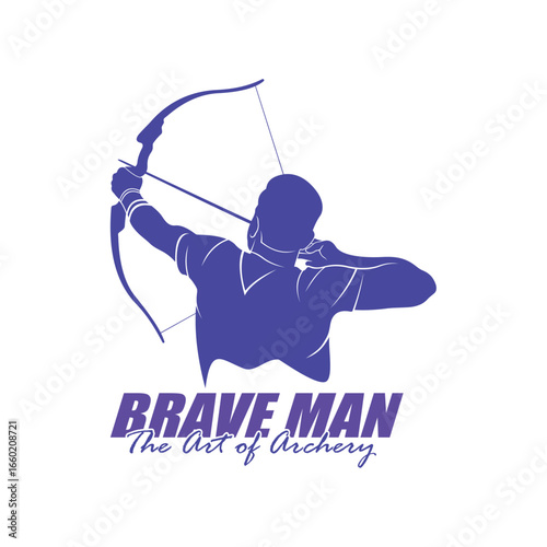 Archer Logo Design Concepts Vector. Silhouette Male Archer Template Illustration
