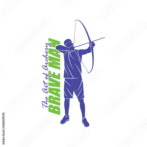 Archer Logo Design Concepts Vector. Silhouette Male Archer Template Illustration