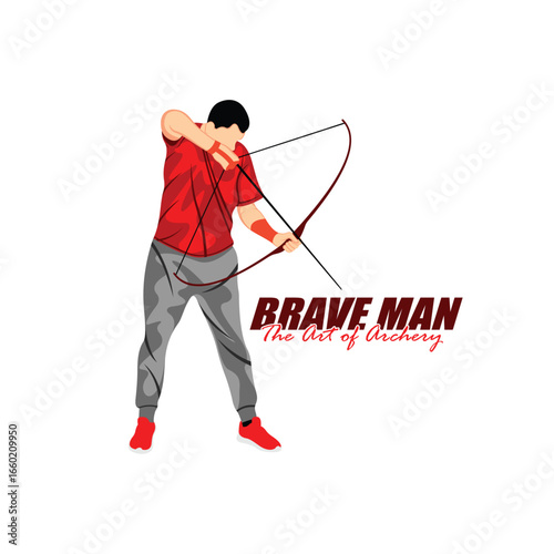 Archer Logo Design Concepts Vector. Silhouette Male Archer Template Illustration