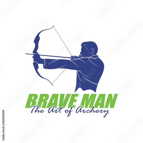 Archer Logo Design Concepts Vector. Silhouette Male Archer Template Illustration