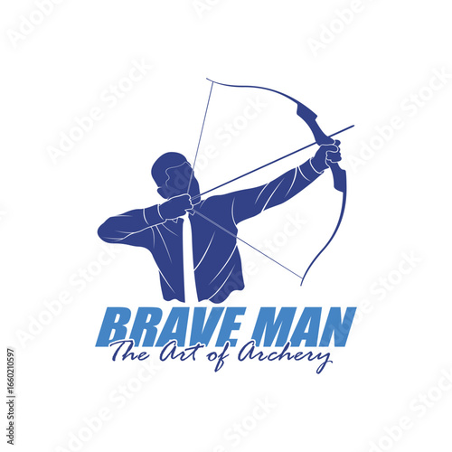 Archer Logo Design Concepts Vector. Silhouette Male Archer Template Illustration