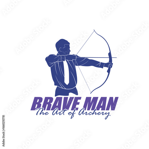 Archer Logo Design Concepts Vector. Silhouette Male Archer Template Illustration
