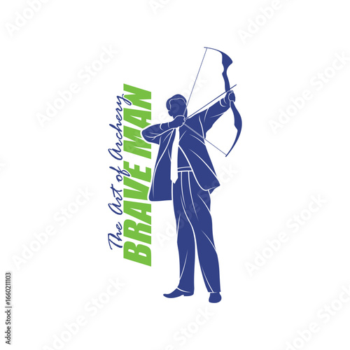 Archer Logo Design Concepts Vector. Silhouette Male Archer Template Illustration