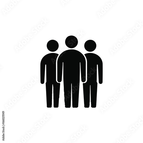 Group of People Silhouette Icon, Teamwork and Community Symbol