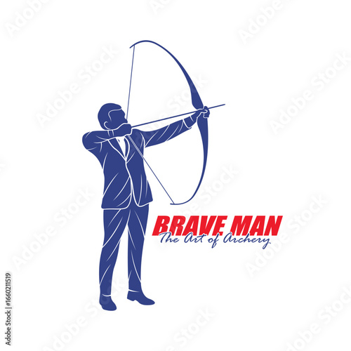 Archer Logo Design Concepts Vector. Silhouette Male Archer Template Illustration