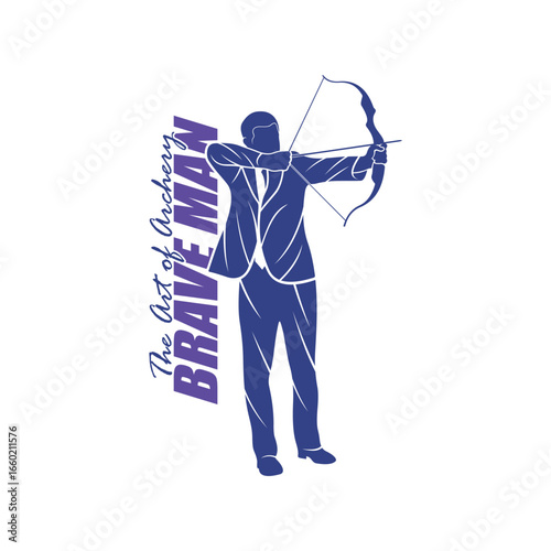 Archer Logo Design Concepts Vector. Silhouette Male Archer Template Illustration