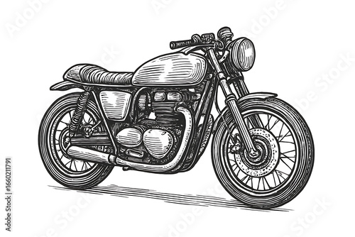 Vintage Cafe Racer Motorcycle Sketch Illustration