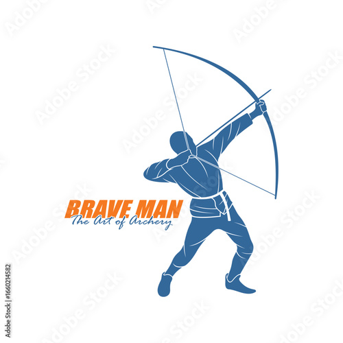Archer Logo Design Concepts Vector. Silhouette Male Archer Template Illustration