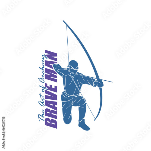 Archer Logo Design Concepts Vector. Silhouette Male Archer Template Illustration