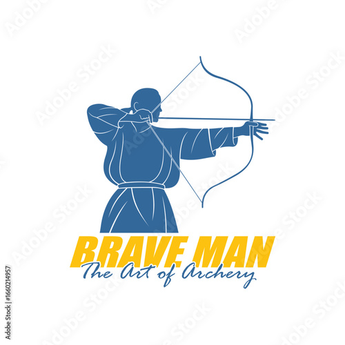 Archer Logo Design Concepts Vector. Silhouette Male Archer Template Illustration