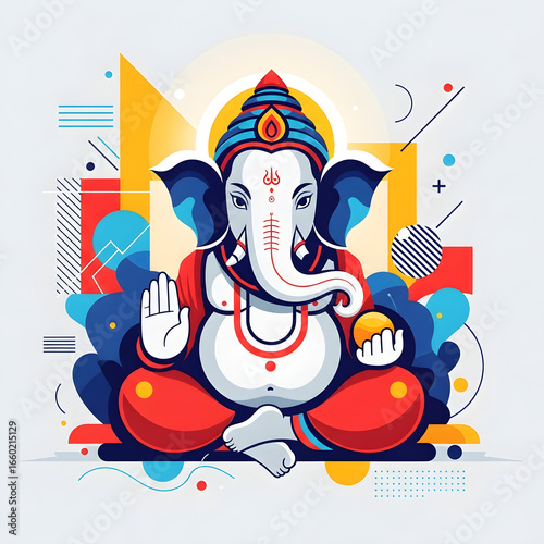 Modern Flat Design Lord Ganesha Vector Illustration