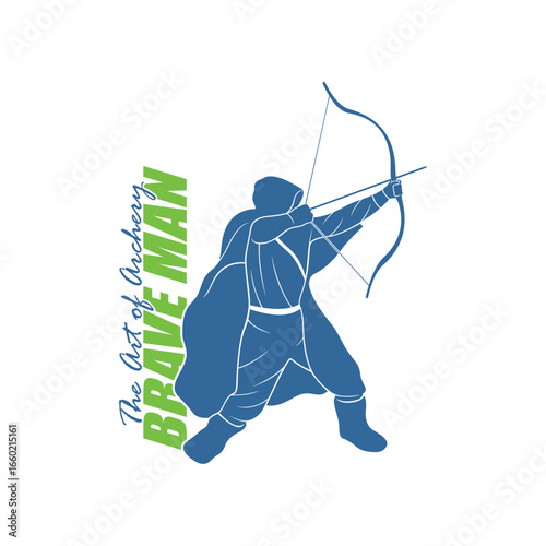 Archer Logo Design Concepts Vector. Silhouette Male Archer Template Illustration