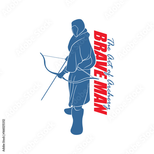 Archer Logo Design Concepts Vector. Silhouette Male Archer Template Illustration