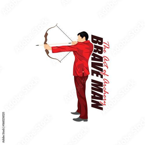 Archer Logo Design Concepts Vector. Silhouette Male Archer Template Illustration