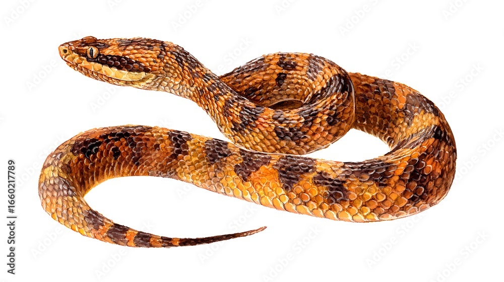 Fototapeta premium A watercolor vector painting of a mother snake with her kid, isolated on a white background. Mother snake vector.