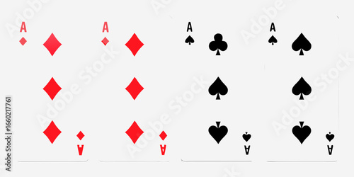 Four Aces Playing Cards Isolated on White Background Casino Game Concept