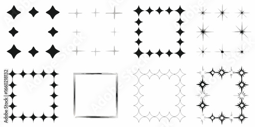 Collection of Decorative Frames and Starburst Elements