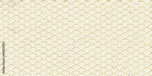 Elegant Gold and White Seigaiha Wave Pattern Background