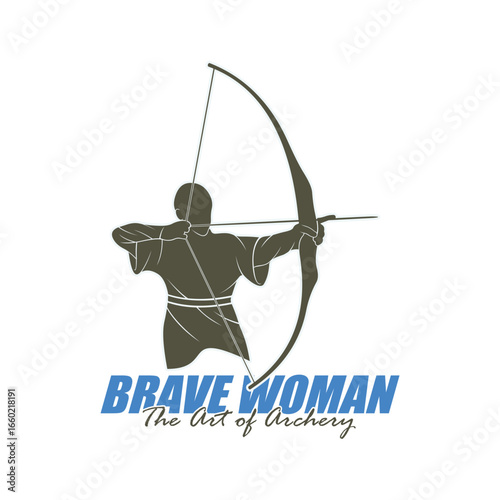 Archer Logo Design Concepts Vector. Silhouette Female Archer Template Illustration