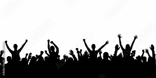 Silhouette of Excited Crowd Cheering at Concert