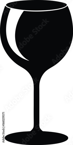 Elegant wine glass silhouette on white background