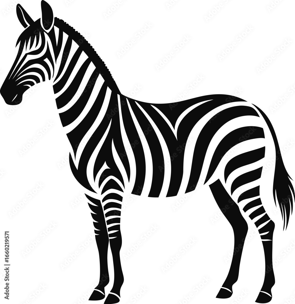 Obraz premium Stylized zebra silhouette on clean white background