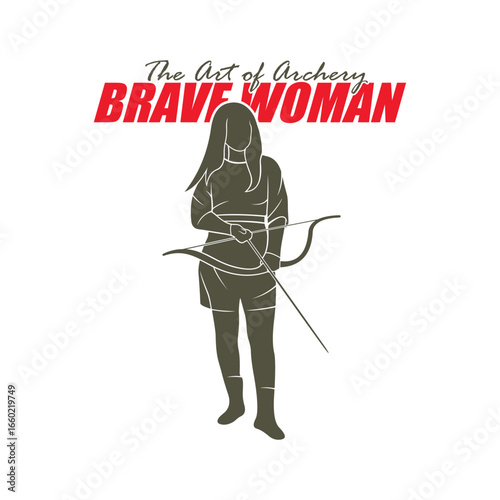 Archer Logo Design Concepts Vector. Silhouette Female Archer Template Illustration