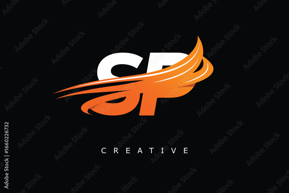 Obraz premium SP Dynamic Gradient Logo Modern Speed Symbol for Creative Branding & Professional Identity Design