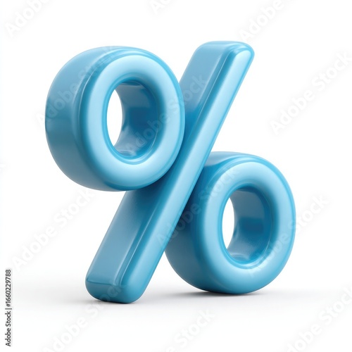 Glossy Blue 3D Percentage Symbol Isolated icon